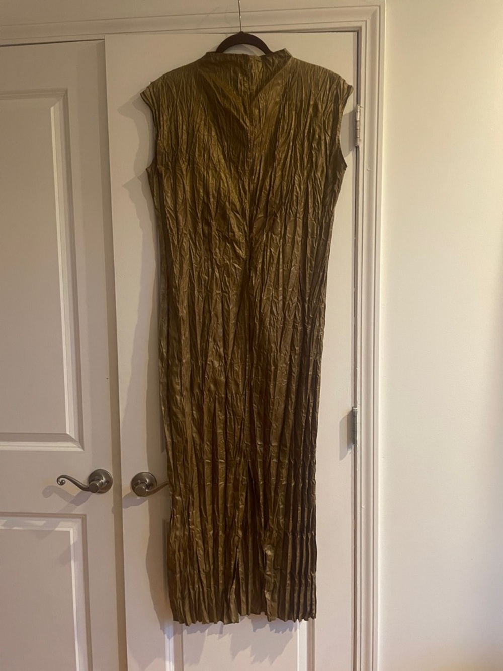 Acne Metallic Gold Crinkle Maxi Dress - Picture 8 of 9